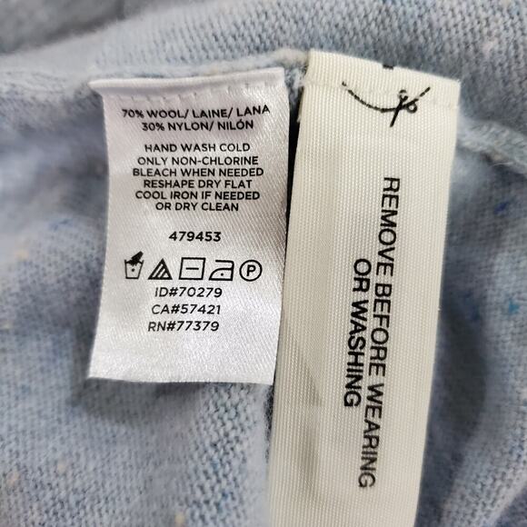 Ann Taylor Cardigan Womens Size Small Wool Blend Blue Button Long Preppy Neutral - Picture 11 of 11